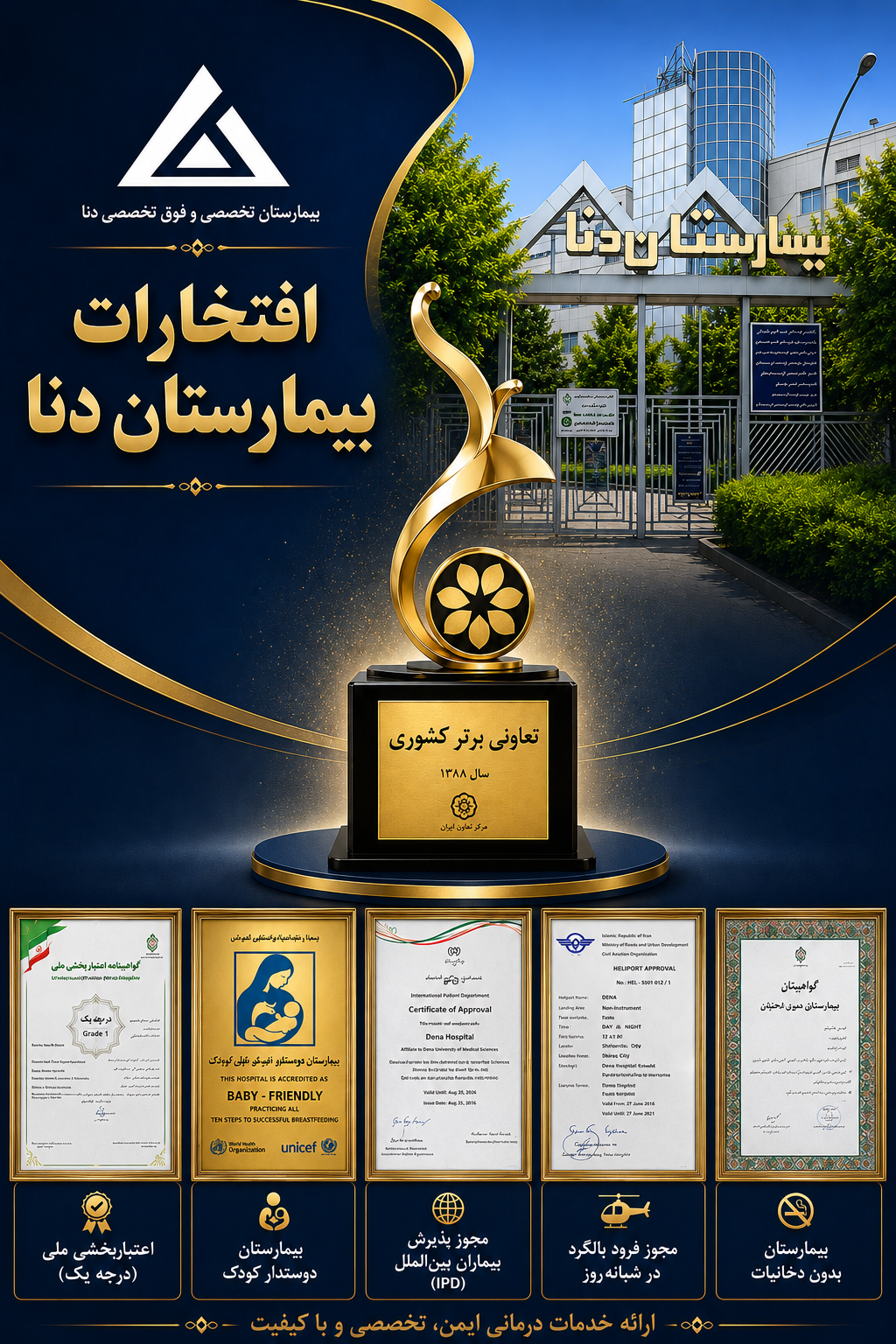 افتخارات بیمارستان دنا